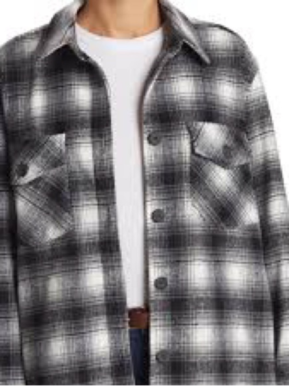 Thread & Supply Black and White Plaid Button-Front Shacket ~ Soft Warm Flannel